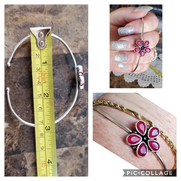 Genuine Faceted Natural Ruby Cuff Bracelet - Picture 3 of 3